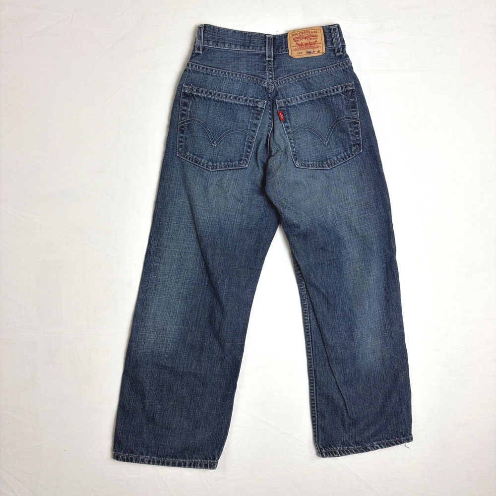 Levis 569 Loose Straight Kids Jeans Blue Denim 10 Slim 23x25 Medium Wash Relaxed - Picture 10 of 11